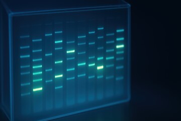 Fototapeta premium Glowing Digital Display with Vertical Lines Against a Dark Background for Technology Concept