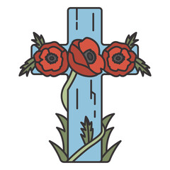 Remembrance day tombstone poppy