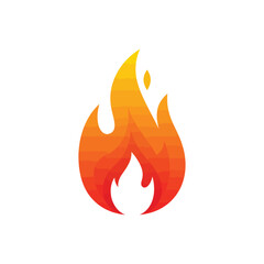 “Bright Orange Fire Flame Icon – Simple Burning Fire Symbol Vector”