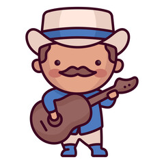 Cute cartoon traditional Costa Rica man attire