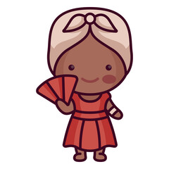 Cartoon woman in traditional central american clothes
