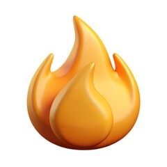 3D flame fire icon on white background