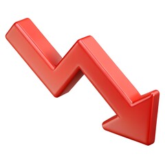 Red arrow pointing down on white background