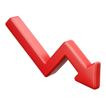 Red arrow pointing down on white background