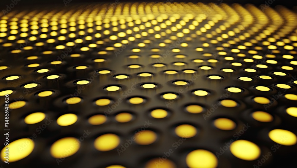 Aufkleber abstract pattern of glowing yellow circles on a dark background