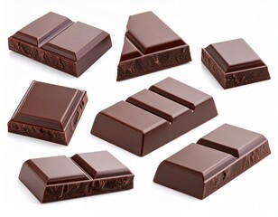 Fototapeta premium Pieces of chocolate over white background