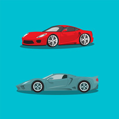 red and turquoise sports car vector