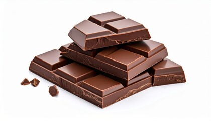 Pieces of chocolate over white background