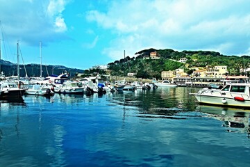 Fototapeta premium Italy - outlook on port in town Porto Azzurro on the island of Elba