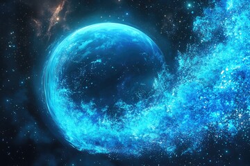 Fototapeta premium Celestial orb in swirling cosmic dust