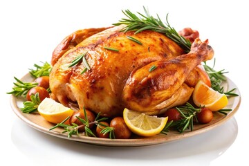 roasted chicken on a white background