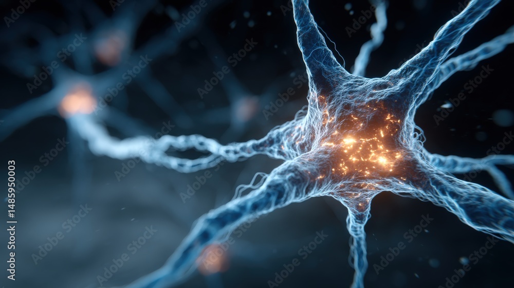 Poster intricate neural network visualization with glowing connections