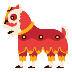 Chinese flat lion profile geometric