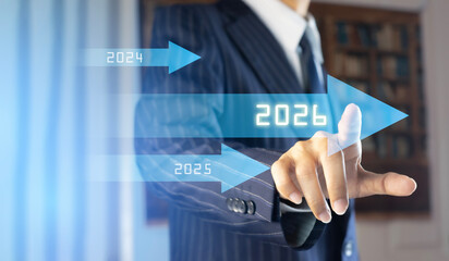 Start the new year with 2026 ambitions and countdown to Merry Christmas and Happy New Year. Planning and strategy challenges in New Year 2026 concept.