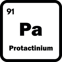 Protactinium chemical element icon isolated on white background . Protactinium icon vector