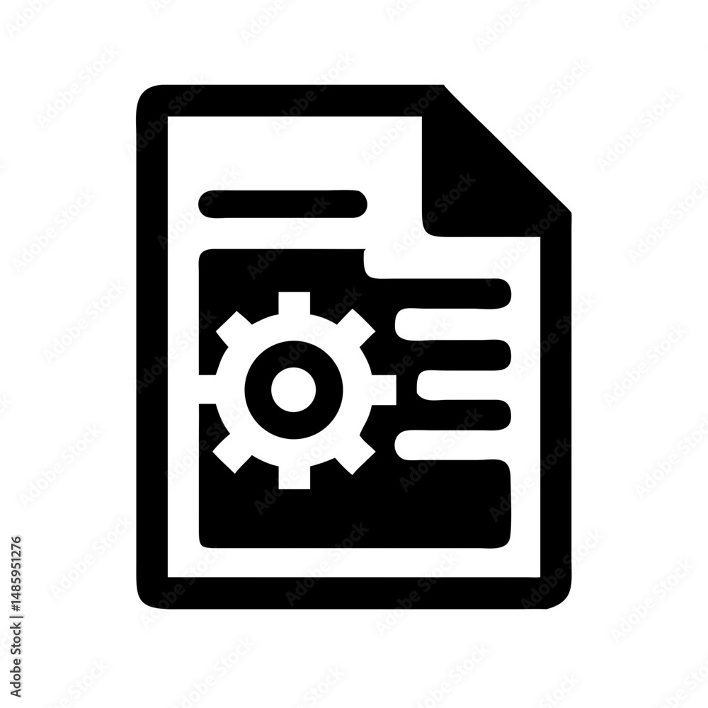 Aufkleber document with gear settings icon on transparent background for web and graphic design