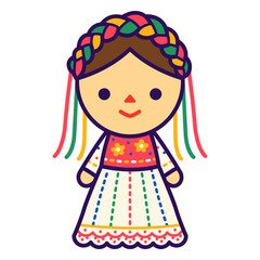 Cartoon girl in a traditional dress