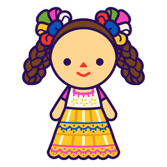 Mexican girl in a colorful yellow dress