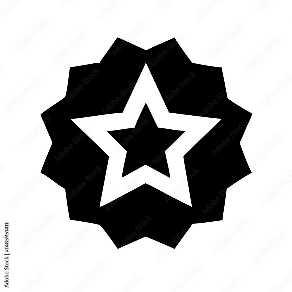 Poster round badge with hanging ribbons simple style silhouette on transparent background for web and graph