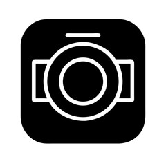 minimalist camera icon centered lens modern fla on transparent background for web and graphic design
