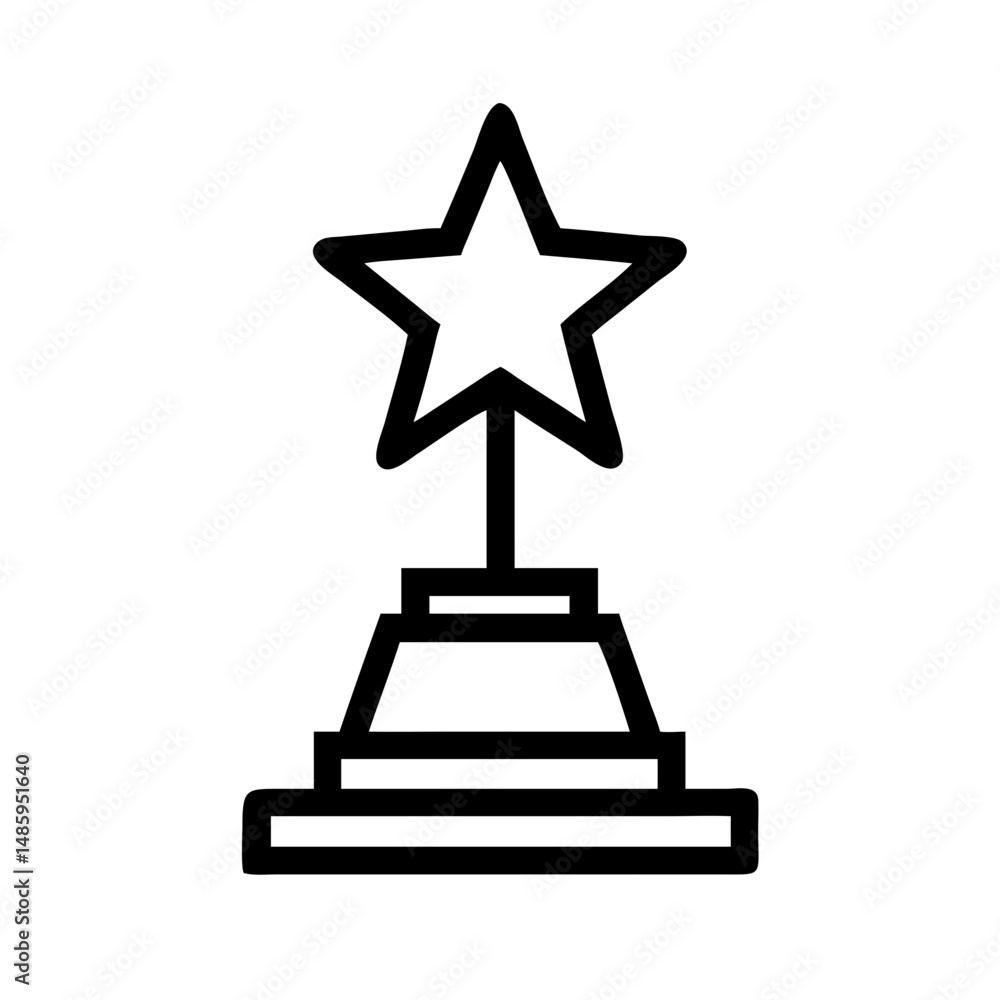 Aufkleber upright trophy with a star on top flat design silhouette on transparent background for web and graph