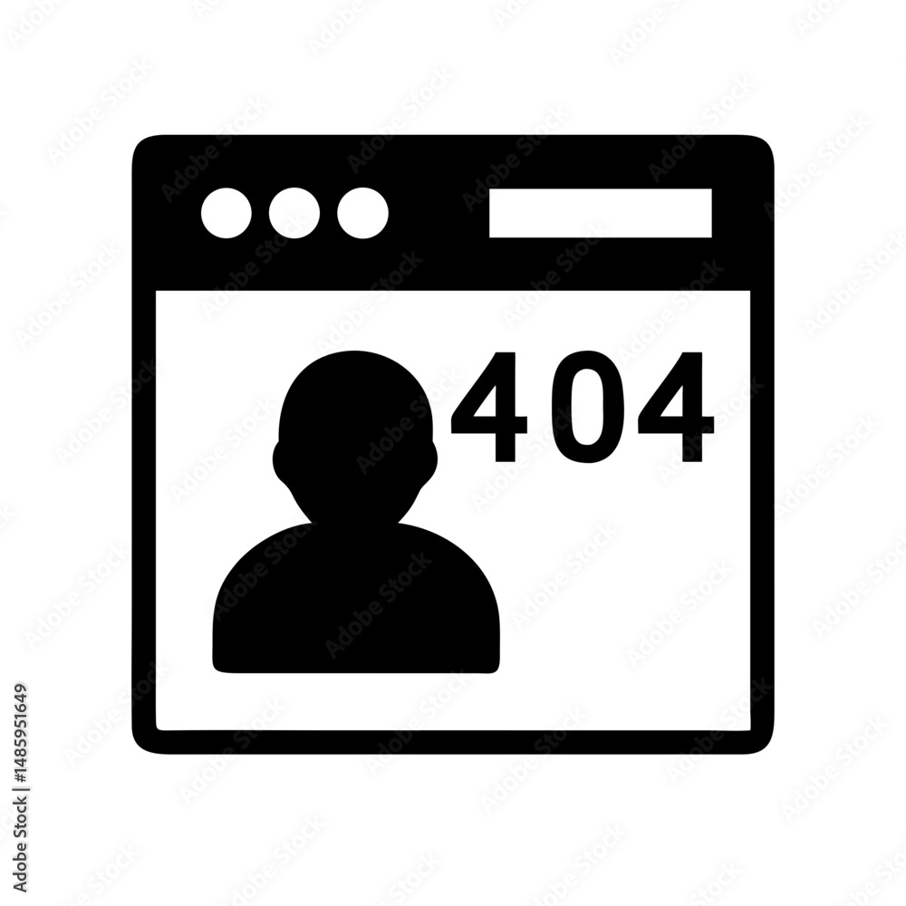 Poster 404 error page icon silhouette on transparent background for web and graphic design