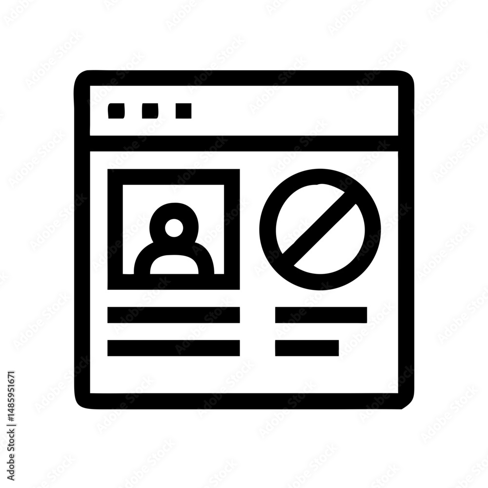 Poster access denied page icon silhouette on transparent background for web and graphic design