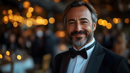 Successful businessman receiving an award at a formal gala event