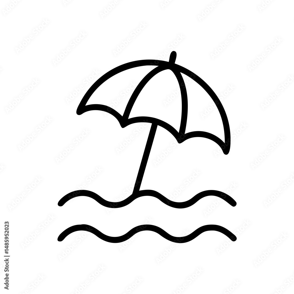 Poster beach with umbrella icon on transparent background for web and graphic design