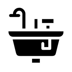 bathroom sink icon silhouette on transparent background for web and graphic design