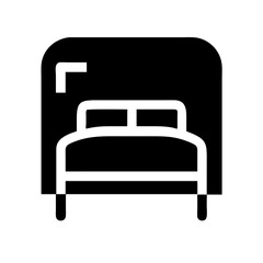 bed icon silhouette on transparent background for web and graphic design