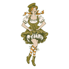 St patrick's day girl in a dress and stockings