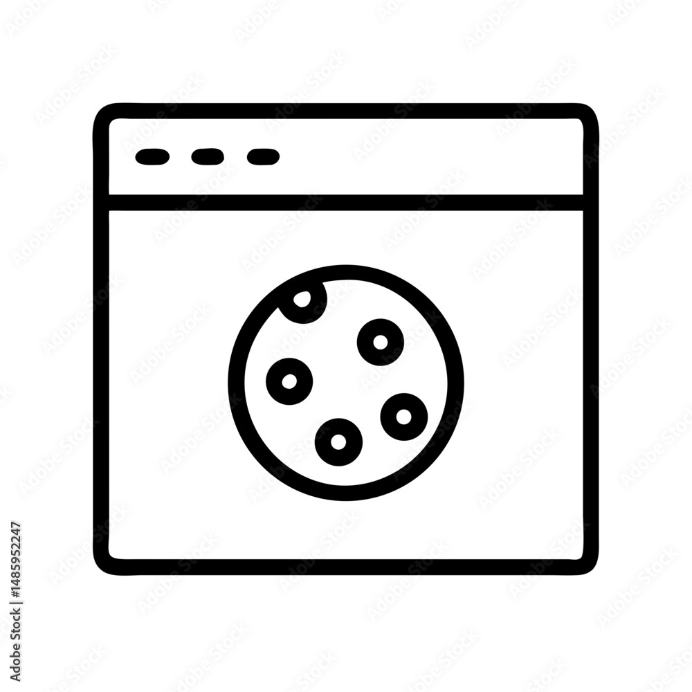 Poster browser cookie icon silhouette on transparent background for web and graphic design