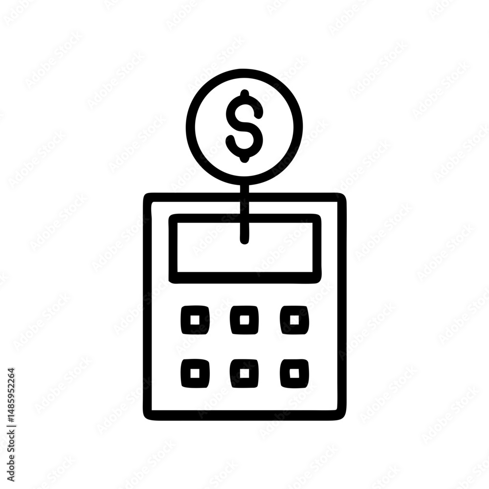 Poster calculator with dollar icon on transparent background for web and graphic design