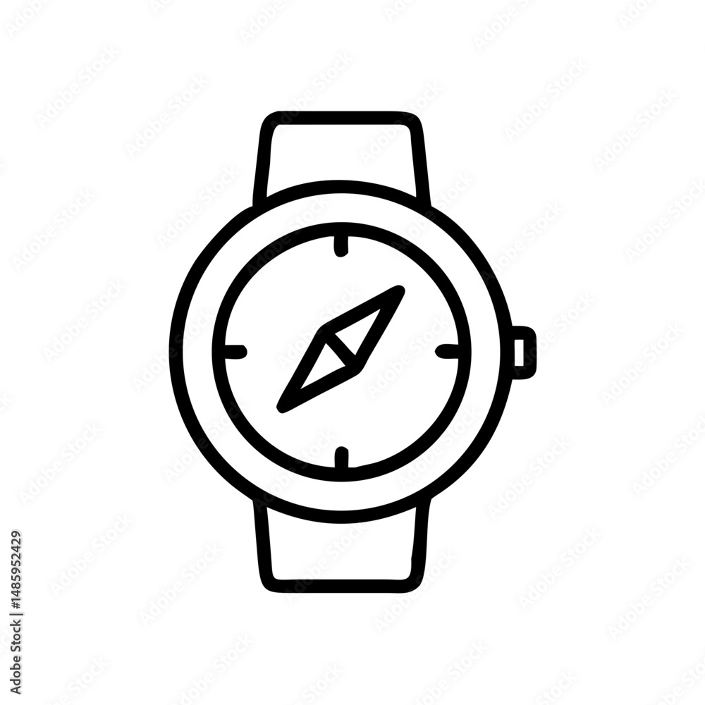 Poster compass watch icon on transparent background for web and graphic design