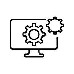 computer settings icon on transparent background for web and graphic design