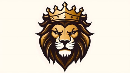Obraz premium Regal Lion King Head with Crown Logo Icon Vector Illustration for Royal Branding