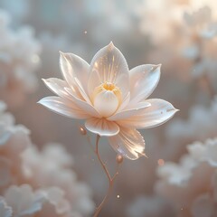 Delicate 3D Floral Form in Pastel Dreamy Background