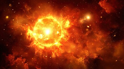 Fiery celestial body in the cosmos.
