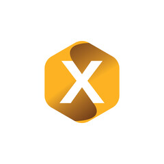 X letter on a hexagon shape vector logo design.