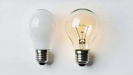 Two light bulbs illuminate white surface

