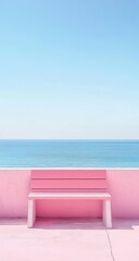 Fototapeta premium Pink bench by the sea