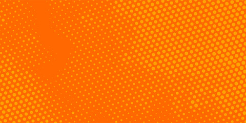 Naklejka premium Retro comic gradient background. orange halftone pattern. Bright orange pixelated dotted texture overlay. Cartoon pop art faded gradient pattern
