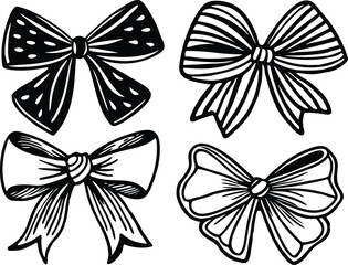 Fototapeta premium Hand Drawn Bow Outline Set