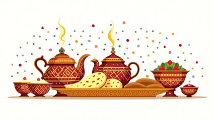 vector illustration of a set of christmas decorations