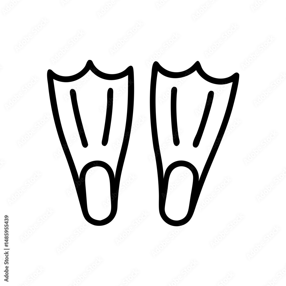 Poster diving fins icon on transparent background for web and graphic design