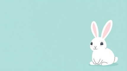 Obraz premium Cute white rabbit on mint background