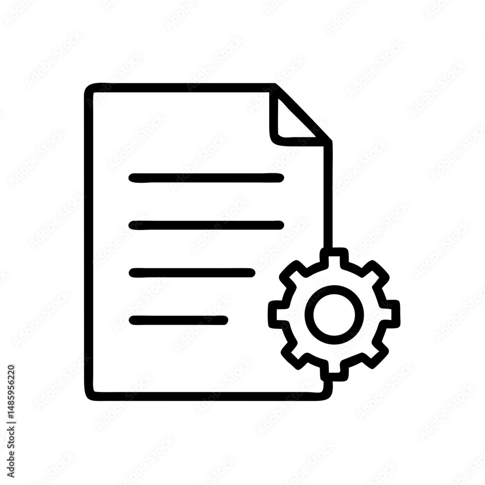 Poster document with gear settings icon on transparent background for web and graphic design