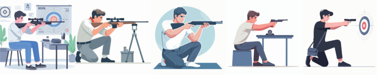 vector man practicing shooting