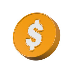 Dollar coin sign button 3d rendering 